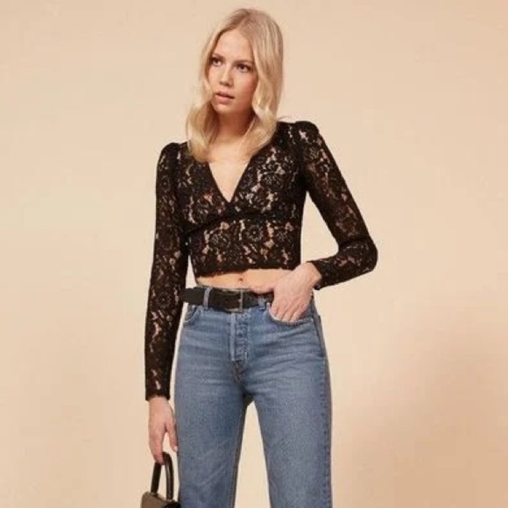 Reformation Halo lace crop top Size 2